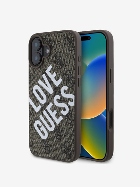 Guess Guess PU kožna 4G Big Love Logo MagSafe stražnja maska ​​za iPhone 16 smeđa