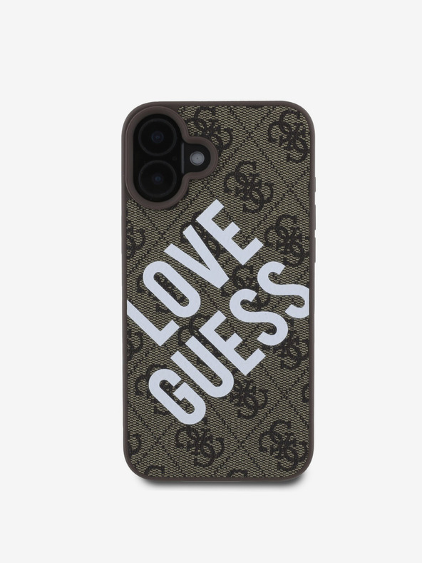 Guess Guess PU kožna 4G Big Love Logo MagSafe stražnja maska ​​za iPhone 16 smeđa