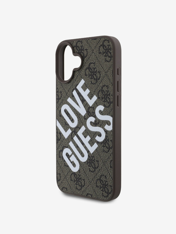 Guess Guess PU kožna 4G Big Love Logo MagSafe stražnja maska ​​za iPhone 16 smeđa