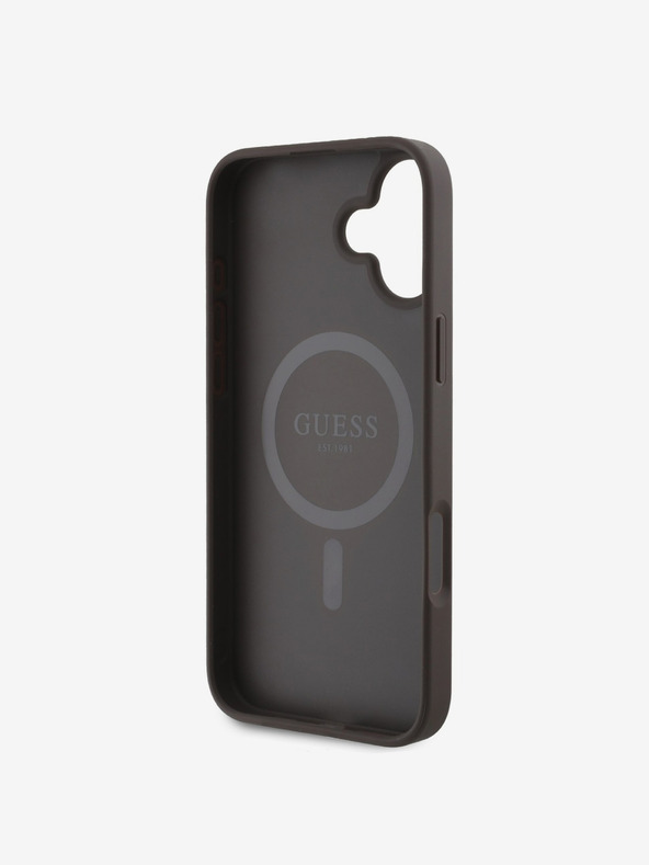 Guess Guess PU kožna 4G Big Love Logo MagSafe stražnja maska ​​za iPhone 16 smeđa