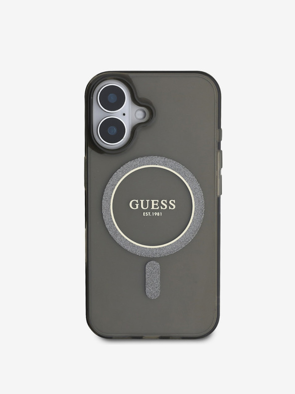 Guess Guess IML Glitter Ring MagSafe stražnja maska ​​za iPhone 16 crna