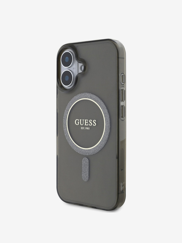 Guess Guess IML Glitter Ring MagSafe stražnja maska ​​za iPhone 16 crna