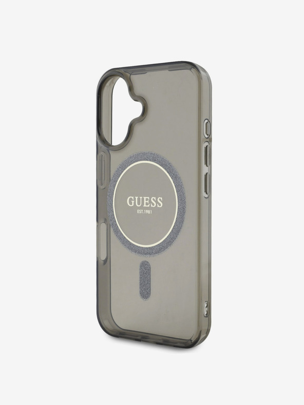 Guess Guess IML Glitter Ring MagSafe stražnja maska ​​za iPhone 16 crna