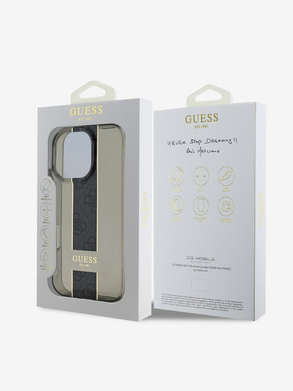 Guess Stražnja maska ​​Guess IML Middle 4G Stripe za iPhone 16 Pro Max crna