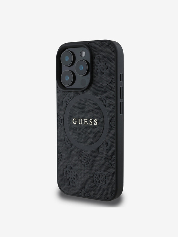 Guess Stražnja maska ​​Guess Saffiano Peony Stamp MagSafe za iPhone 16 Pro Max crna