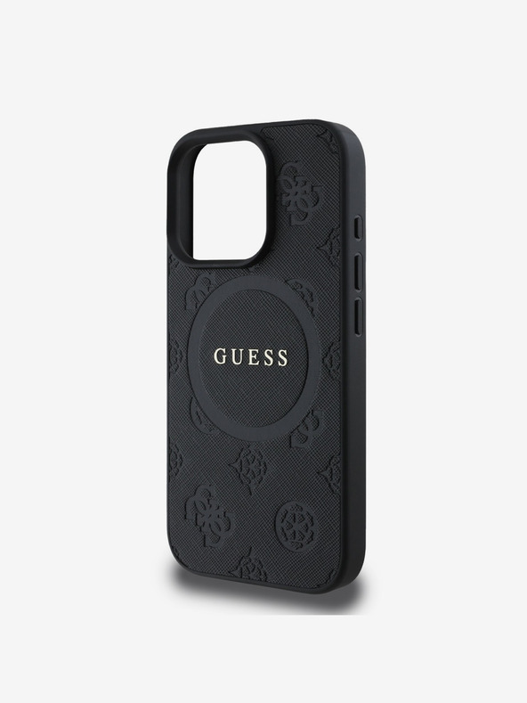 Guess Stražnja maska ​​Guess Saffiano Peony Stamp MagSafe za iPhone 16 Pro Max crna