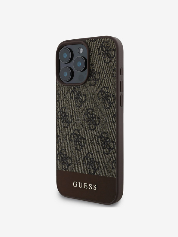Guess Stražnja maska ​​Guess PU 4G Stripe za iPhone 16 Pro smeđa
