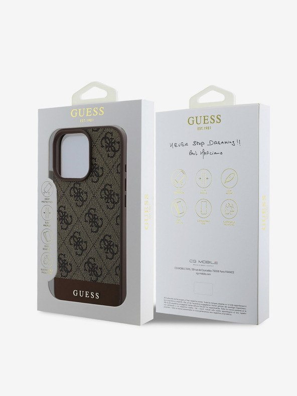 Guess Stražnja maska ​​Guess PU 4G Stripe za iPhone 16 Pro smeđa