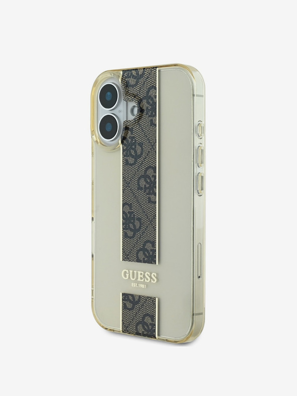 Guess Stražnja maska ​​Guess IML Middle 4G Stripe za iPhone 16 smeđa