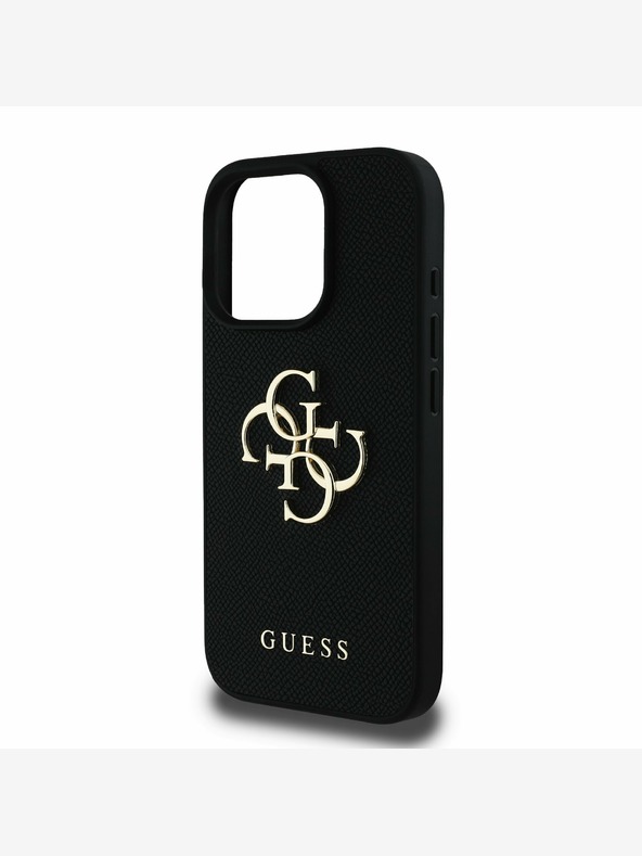 Guess Stražnja maska ​​Guess PU Grained 4G Metal Logo za iPhone 16 Pro Max crna