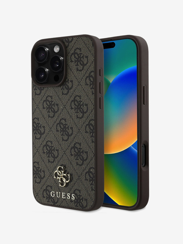 Guess Guess PU 4G mali metalni logotip MagSafe stražnja maska ​​za iPhone 16 Pro Max smeđa