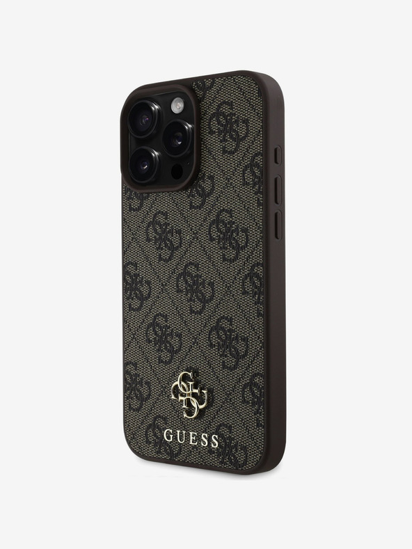 Guess Guess PU 4G mali metalni logotip MagSafe stražnja maska ​​za iPhone 16 Pro Max smeđa