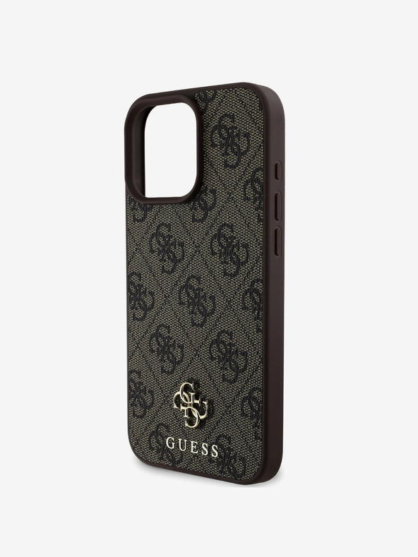 Guess Guess PU 4G mali metalni logotip MagSafe stražnja maska ​​za iPhone 16 Pro Max smeđa