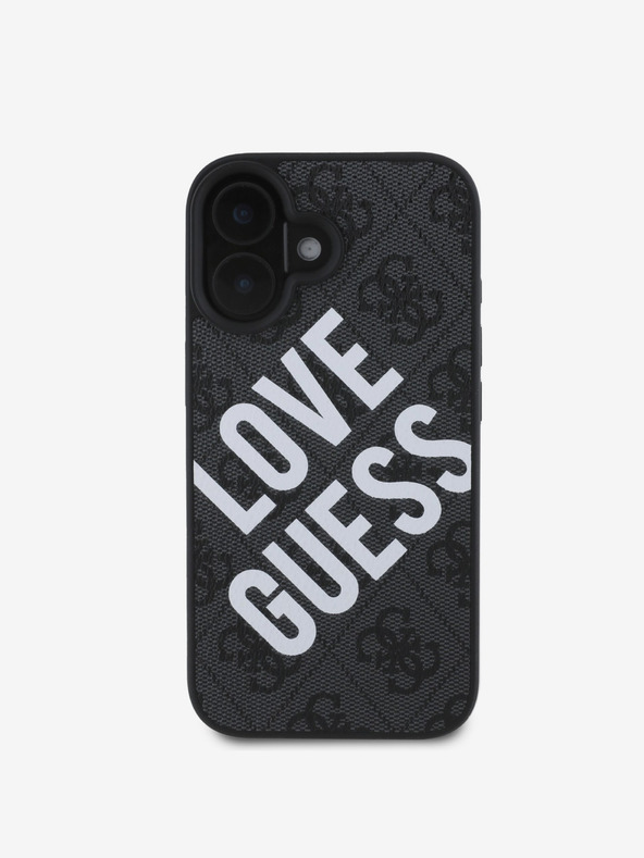 Guess Guess PU kožna 4G Big Love Logo MagSafe stražnja maska ​​za iPhone 16 crna