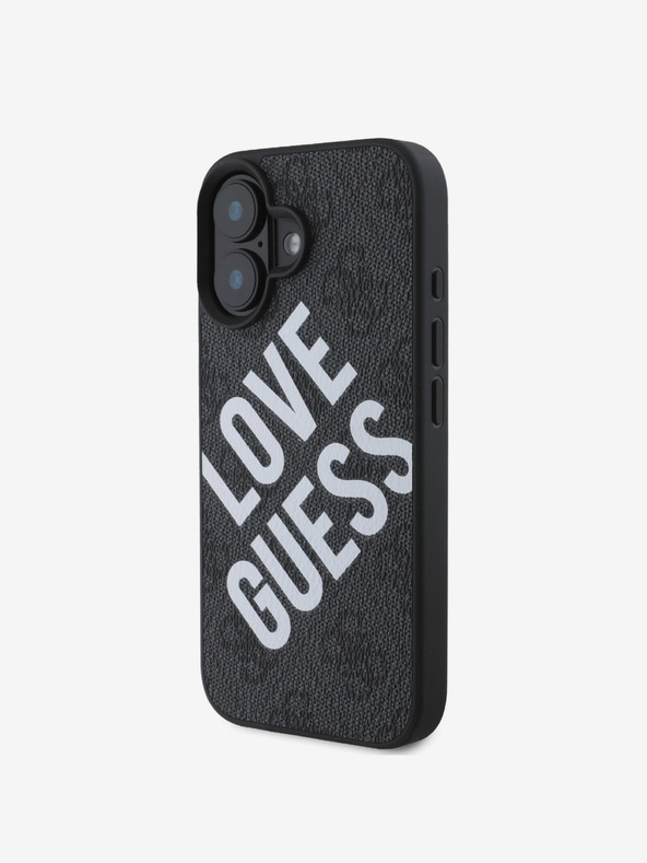Guess Guess PU kožna 4G Big Love Logo MagSafe stražnja maska ​​za iPhone 16 crna