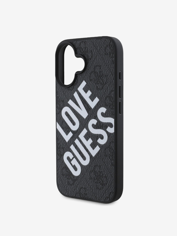 Guess Guess PU kožna 4G Big Love Logo MagSafe stražnja maska ​​za iPhone 16 crna