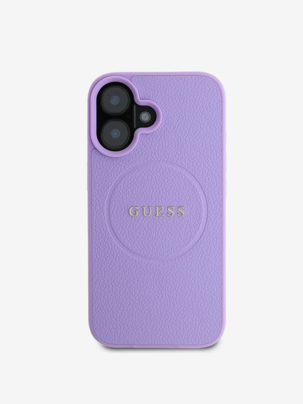 Guess Guess PU Grained Classic Logo MagSafe stražnja maska ​​za iPhone 16 Plus ljubičasta