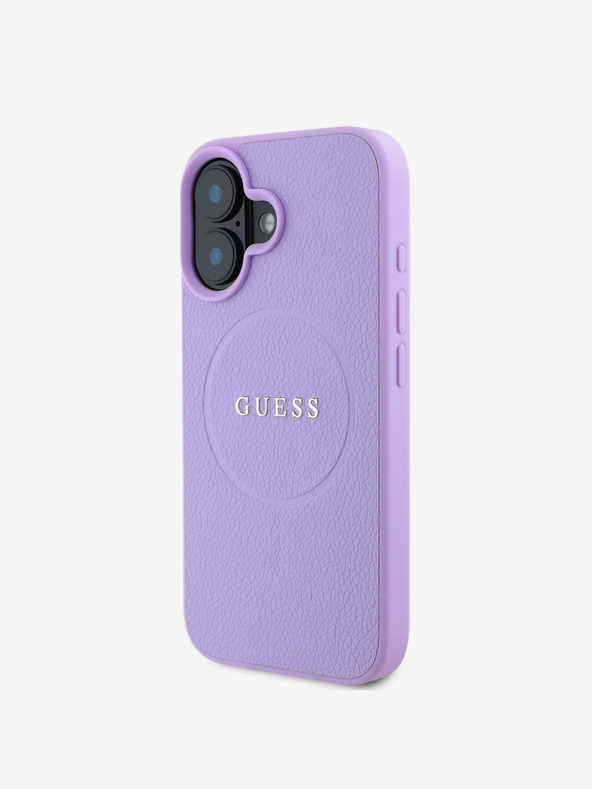 Guess Guess PU Grained Classic Logo MagSafe stražnja maska ​​za iPhone 16 Plus ljubičasta