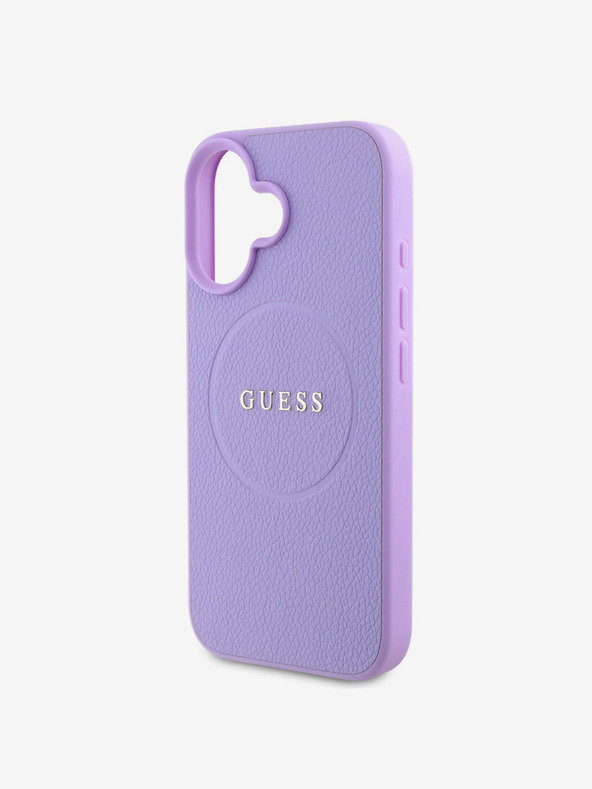 Guess Guess PU Grained Classic Logo MagSafe stražnja maska ​​za iPhone 16 Plus ljubičasta