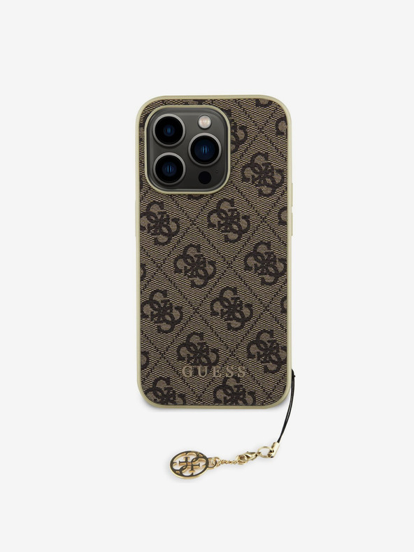 Guess Stražnja maska ​​Guess 4G Charm za iPhone 15 Pro smeđa