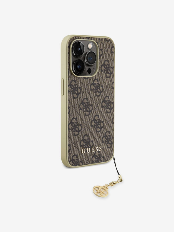 Guess Stražnja maska ​​Guess 4G Charm za iPhone 15 Pro smeđa