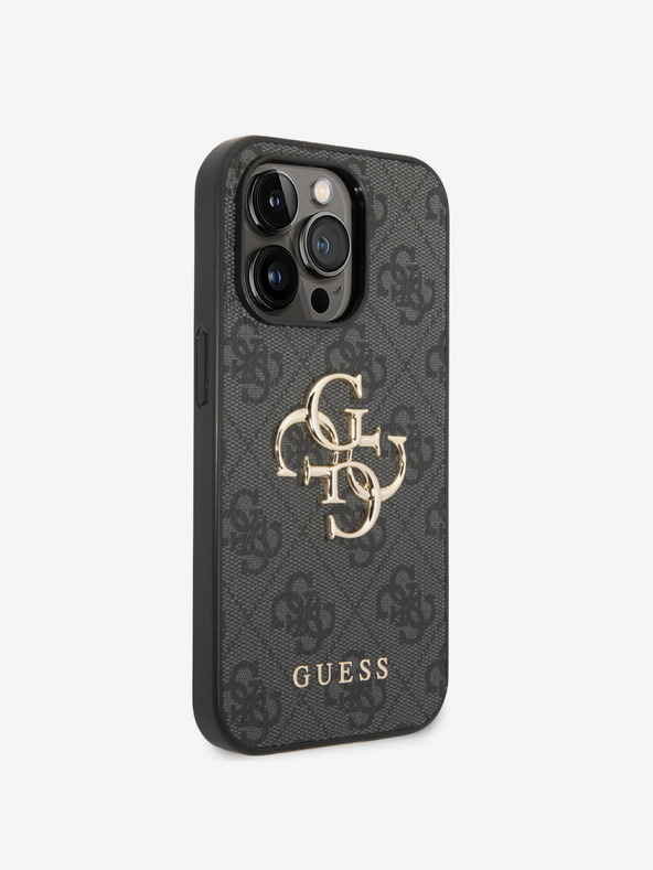 Guess Stražnja maska ​​Guess PU 4G s metalnim logotipom za iPhone 15 Pro Max siva