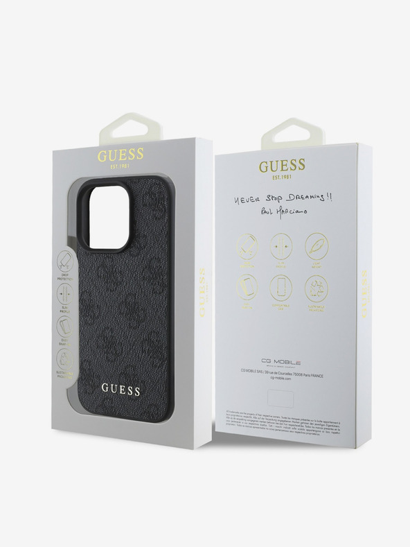 Guess Stražnja maska ​​Guess 4G Charm za iPhone 16 Pro Max Tone on Tone Gray
