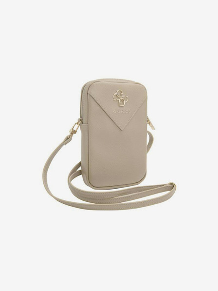 Guess Guess PU zrnata 4G torba za telefon s metalnim logotipom i zlatnim patentnim zatvaračem