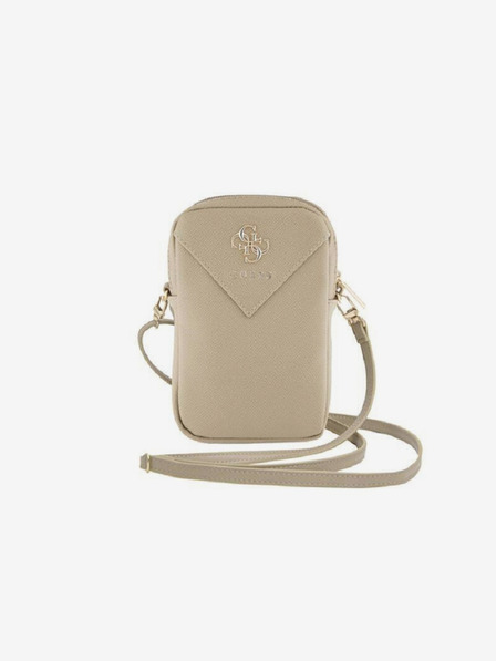 Guess Guess PU zrnata 4G torba za telefon s metalnim logotipom i zlatnim patentnim zatvaračem