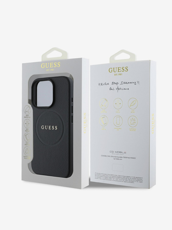 Guess Guess PU Grained Classic Logo MagSafe stražnja maska ​​za iPhone 16 Pro Max crna
