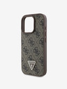 Guess PU 4G Strass Triangle Metal Logo Zadní Kryt + Crossbody Popruh pro iPhone 16 Pro Max Brown Etui za telefon