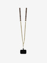 Guess PU 4G Strass Triangle Metal Logo Zadní Kryt + Crossbody Popruh pro iPhone 16 Pro Max Brown Etui za telefon