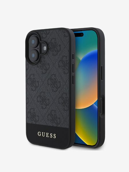 Guess Stražnja maska ​​Guess PU 4G Stripe za iPhone 16 siva