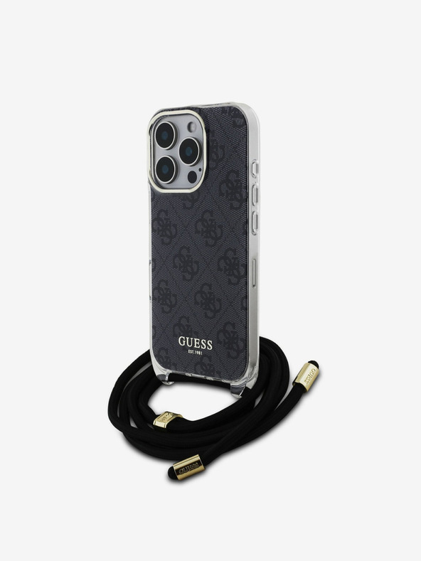 Guess Guess IML 4G stražnja maska ​​s remenom preko ramena za iPhone 16 Pro crna