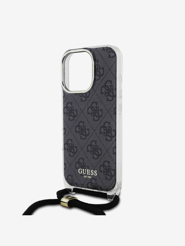 Guess Guess IML 4G stražnja maska ​​s remenom preko ramena za iPhone 16 Pro crna