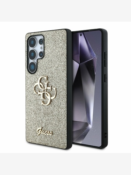 Guess Stražnja maska ​​Guess PU s fiksnim svjetlucavim 4G metalnim logotipom za Samsung Galaxy S25 Ultra zlatna