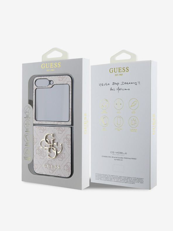 Guess PU 4G Metal Logo Zadní Kryt pro Samsung Galaxy Z Flip 6 Pink Etui za telefon