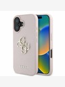 Guess Stražnja maska ​​Guess PU zrnatog 4G metalnog logotipa za iPhone 16, ružičasta