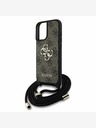 Guess Stražnja maska ​​Guess PU 4G s metalnim logotipom preko ramena za iPhone 16 smeđa