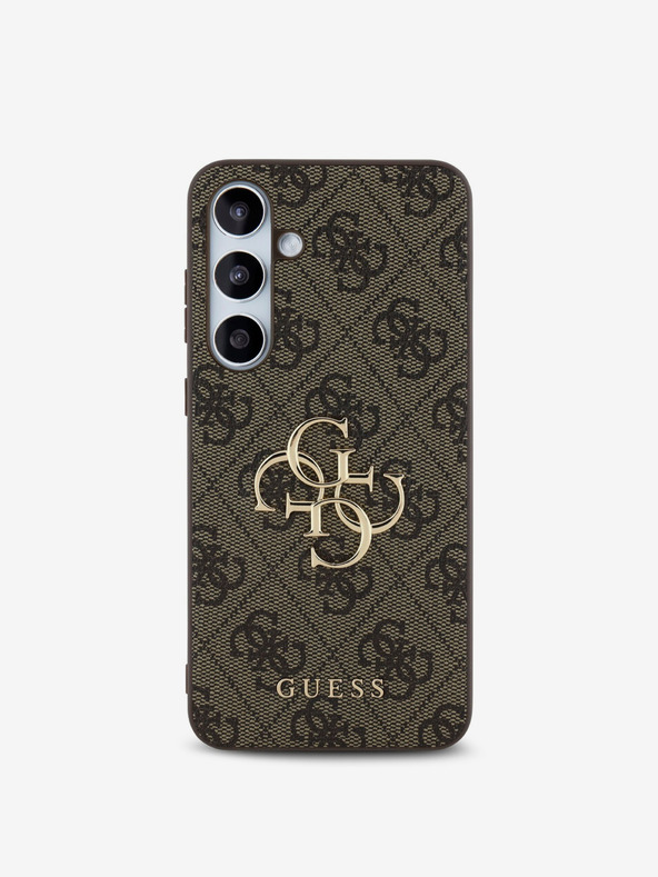 Guess Stražnja maska ​​Guess PU 4G s metalnim logotipom za Samsung Galaxy S24 FE smeđa