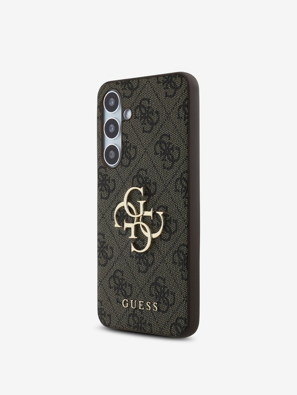 Guess Stražnja maska ​​Guess PU 4G s metalnim logotipom za Samsung Galaxy S24 FE smeđa