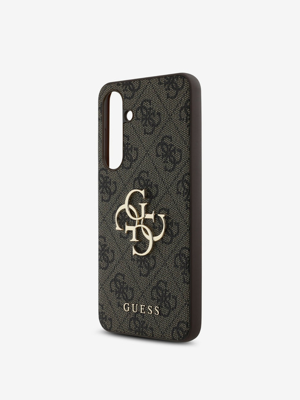 Guess Stražnja maska ​​Guess PU 4G s metalnim logotipom za Samsung Galaxy S24 FE smeđa