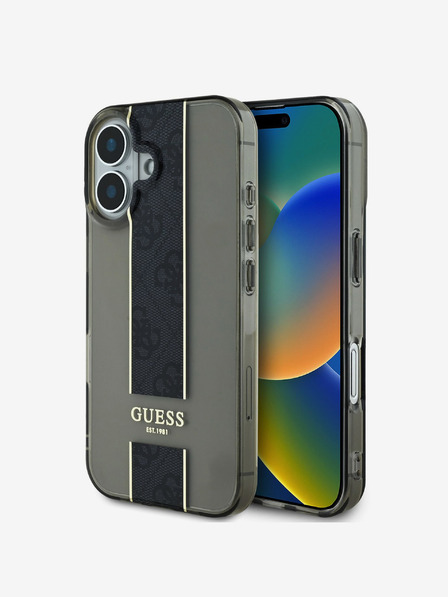 Guess Stražnja maska ​​Guess IML Middle 4G Stripe za iPhone 16 crna