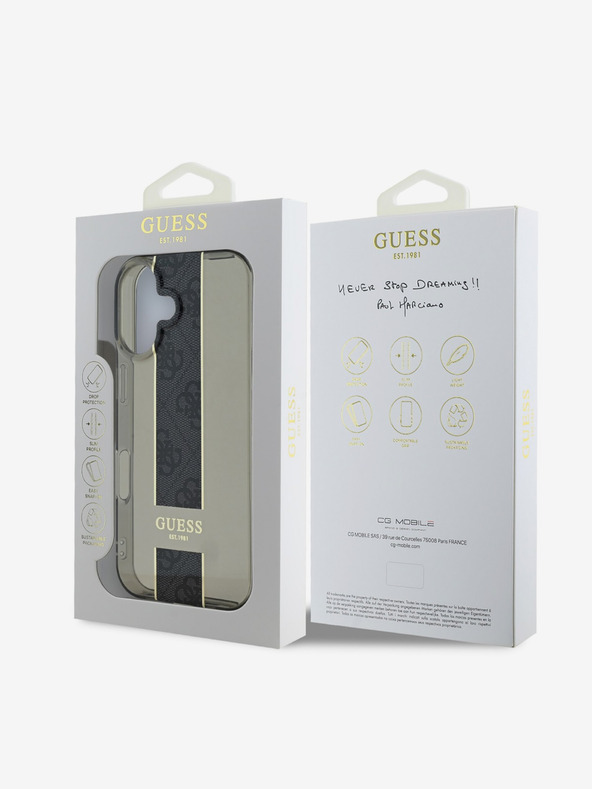 Guess Stražnja maska ​​Guess IML Middle 4G Stripe za iPhone 16 crna