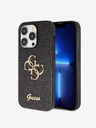 Guess Stražnja maska ​​Guess PU s fiksnim svjetlucavim 4G metalnim logotipom za iPhone 15 Pro Max crna