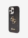 Guess Stražnja maska ​​Guess PU s fiksnim svjetlucavim 4G metalnim logotipom za iPhone 15 Pro Max crna