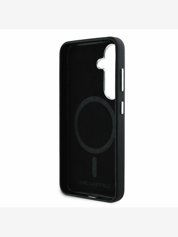 Karl Lagerfeld Karl Lagerfeld PU Saffiano metalni logotip i stražnja maska ​​s okvirom za Samsung Galaxy S25+ crna