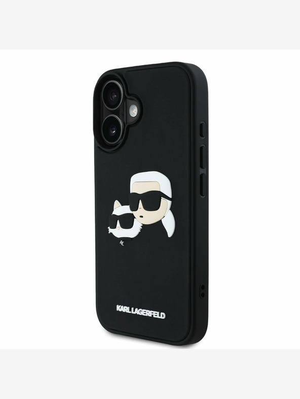 Karl Lagerfeld Karl Lagerfeld 3D gumena stražnja maska ​​s dvostrukom glavom za iPhone 16 crna