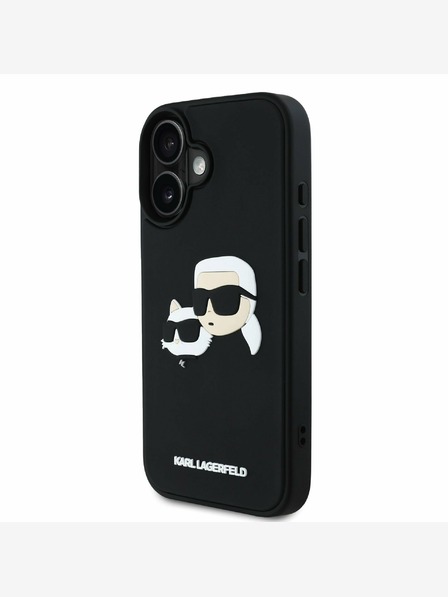 Karl Lagerfeld Karl Lagerfeld 3D gumena stražnja maska ​​s dvostrukom glavom za iPhone 16 crna