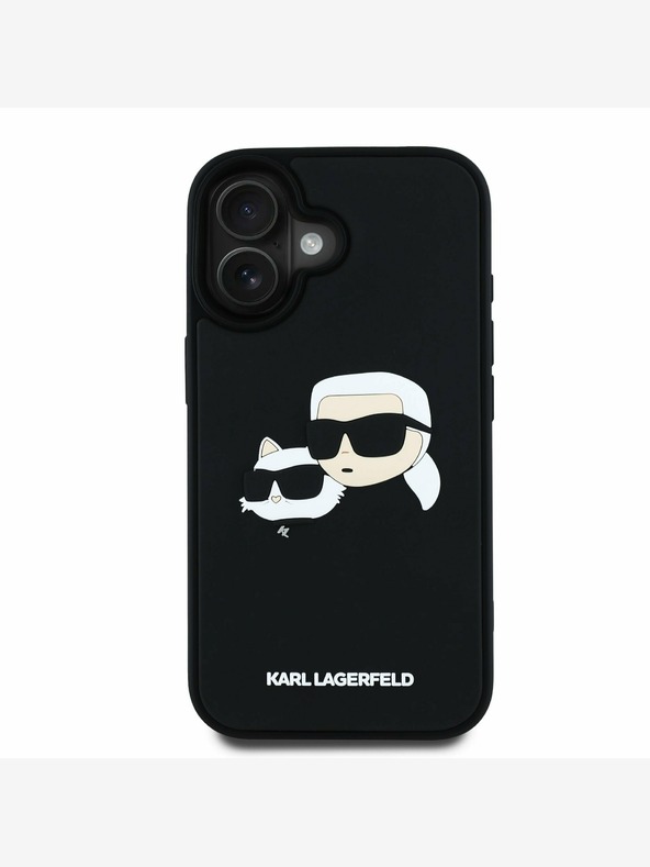 Karl Lagerfeld Karl Lagerfeld 3D gumena stražnja maska ​​s dvostrukom glavom za iPhone 16 crna